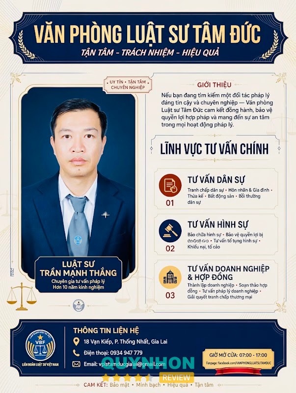 VĂN PHÒNG LUẬT SƯ TÂM ĐỨC Gia Lai